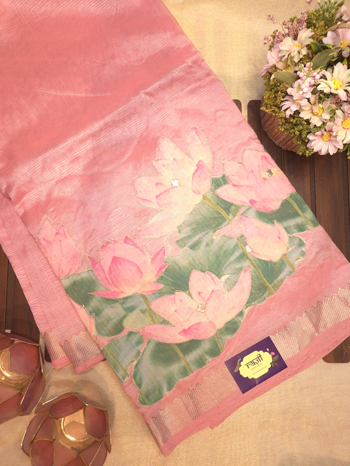 Light Pink Lotus Mangalgiri Pattu Saree