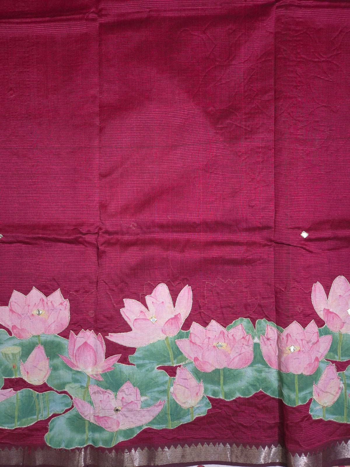 Maroon Lotus Mangalgiri Pattu Saree