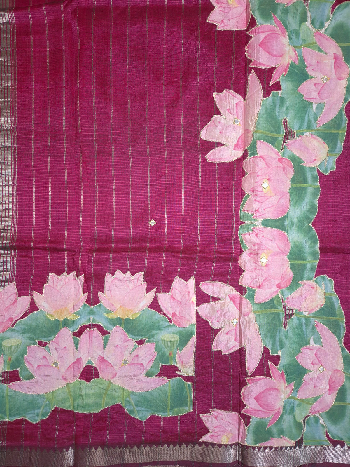 Burgundy Lotus Mangalgiri Pattu Saree