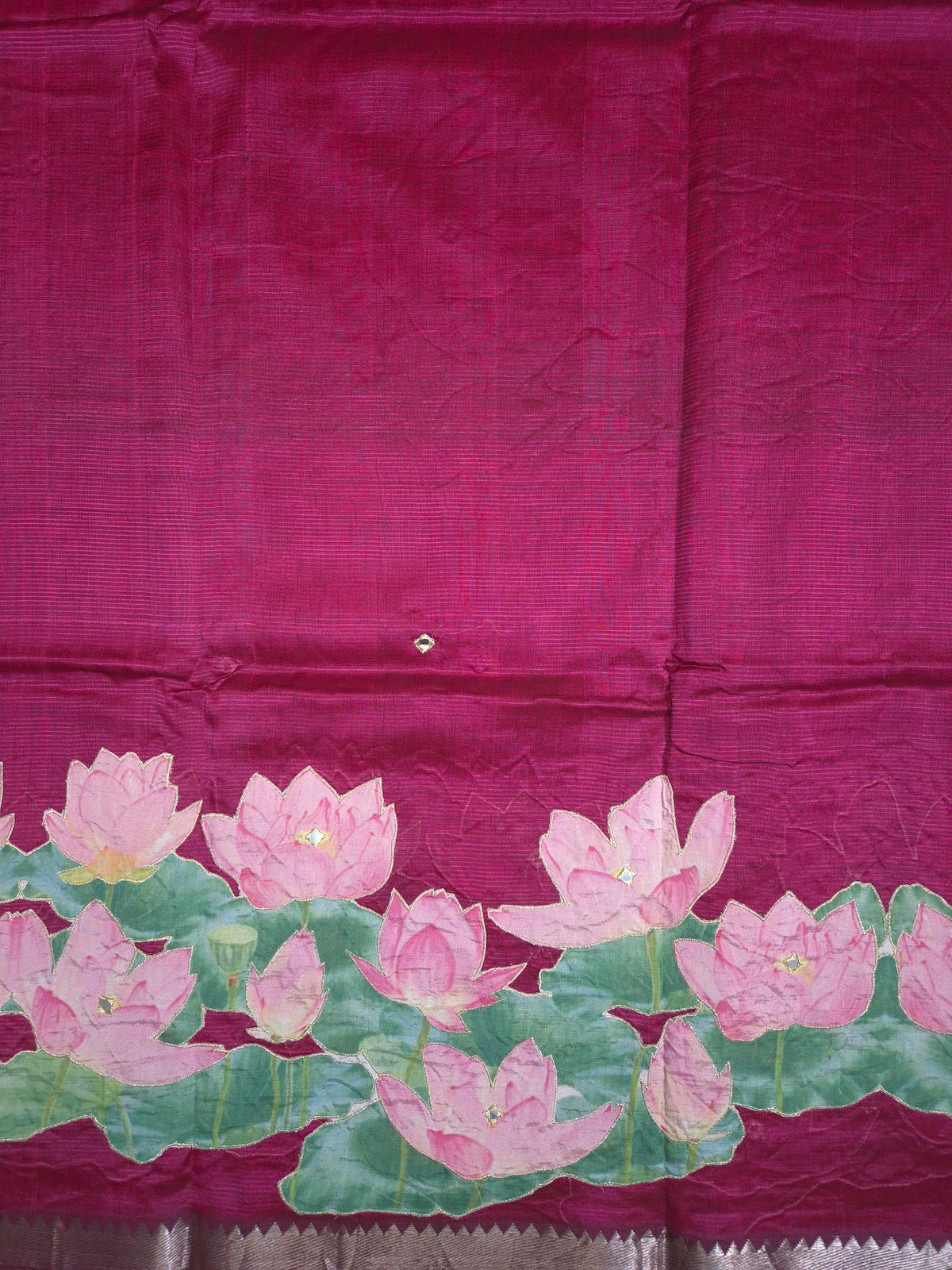 Burgundy Lotus Mangalgiri Pattu Saree