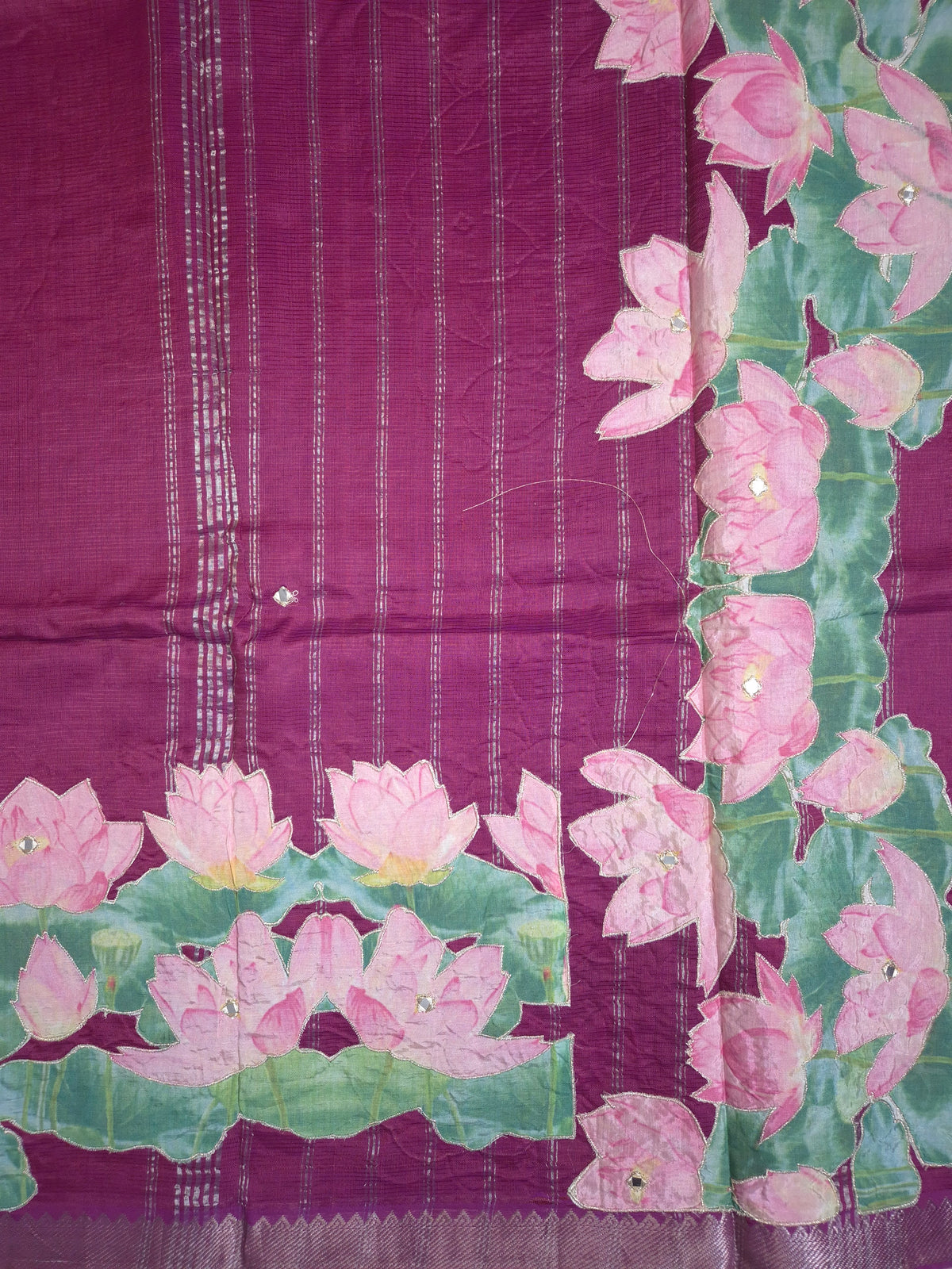 Wine Lotus Mangalgiri Pattu Saree