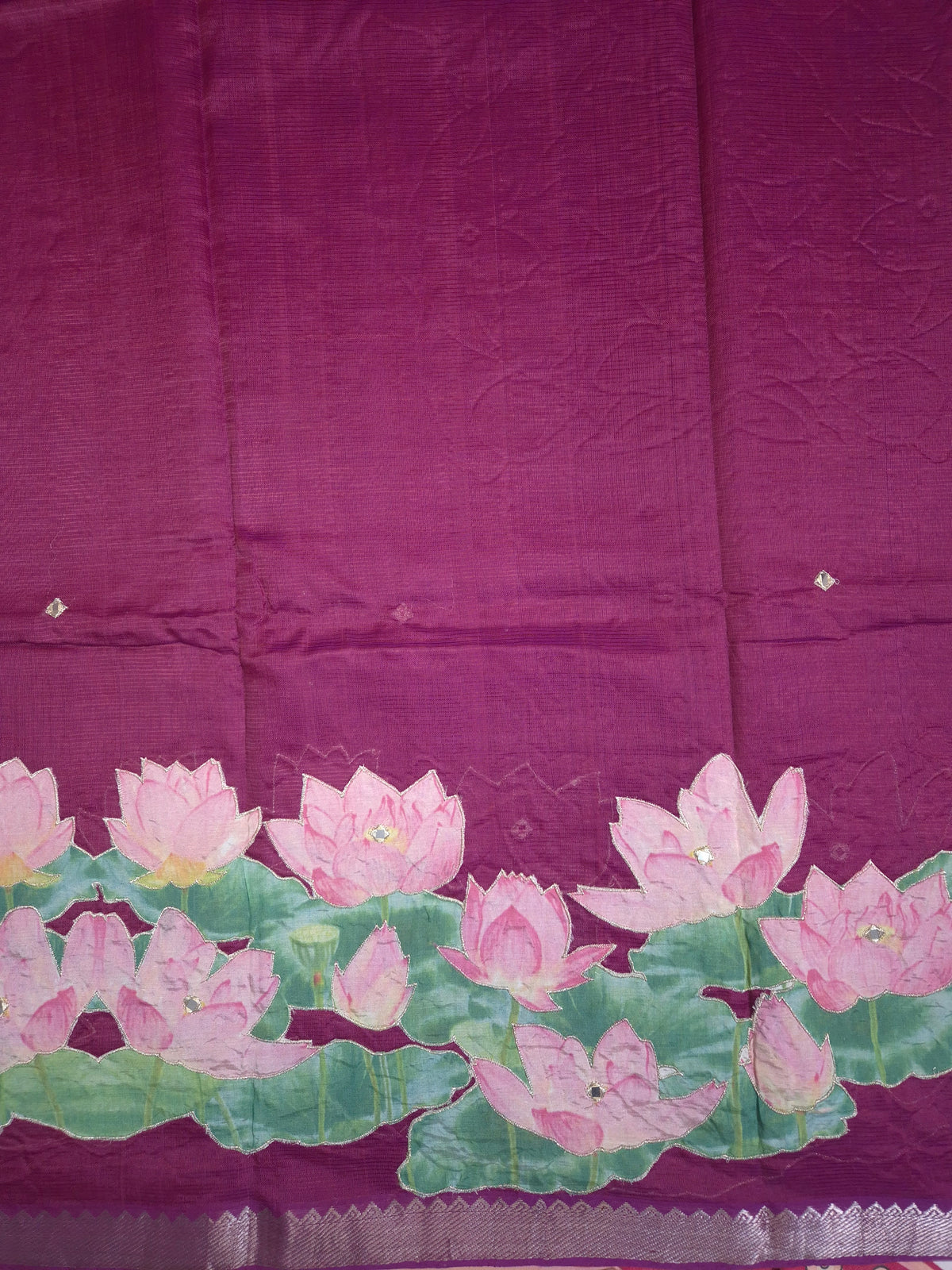 Wine Lotus Mangalgiri Pattu Saree