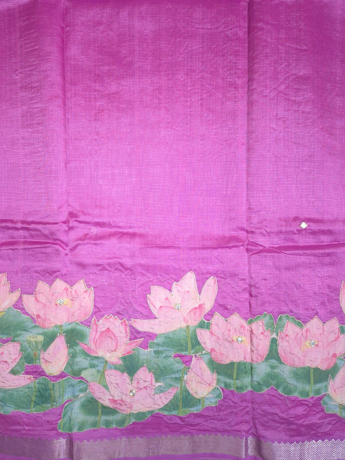 Lavender Pink Lotus Mangalgiri Pattu Saree