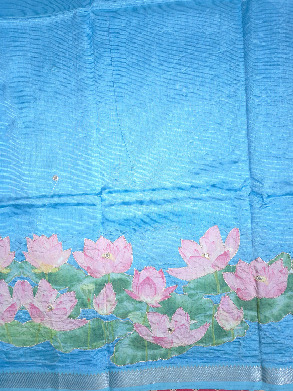 Sky Blue Lotus Mangalgiri Pattu Saree
