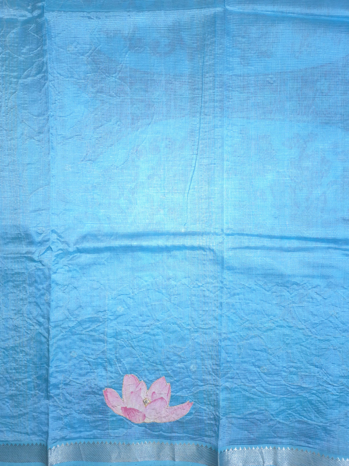 Sky Blue Lotus Mangalgiri Pattu Saree