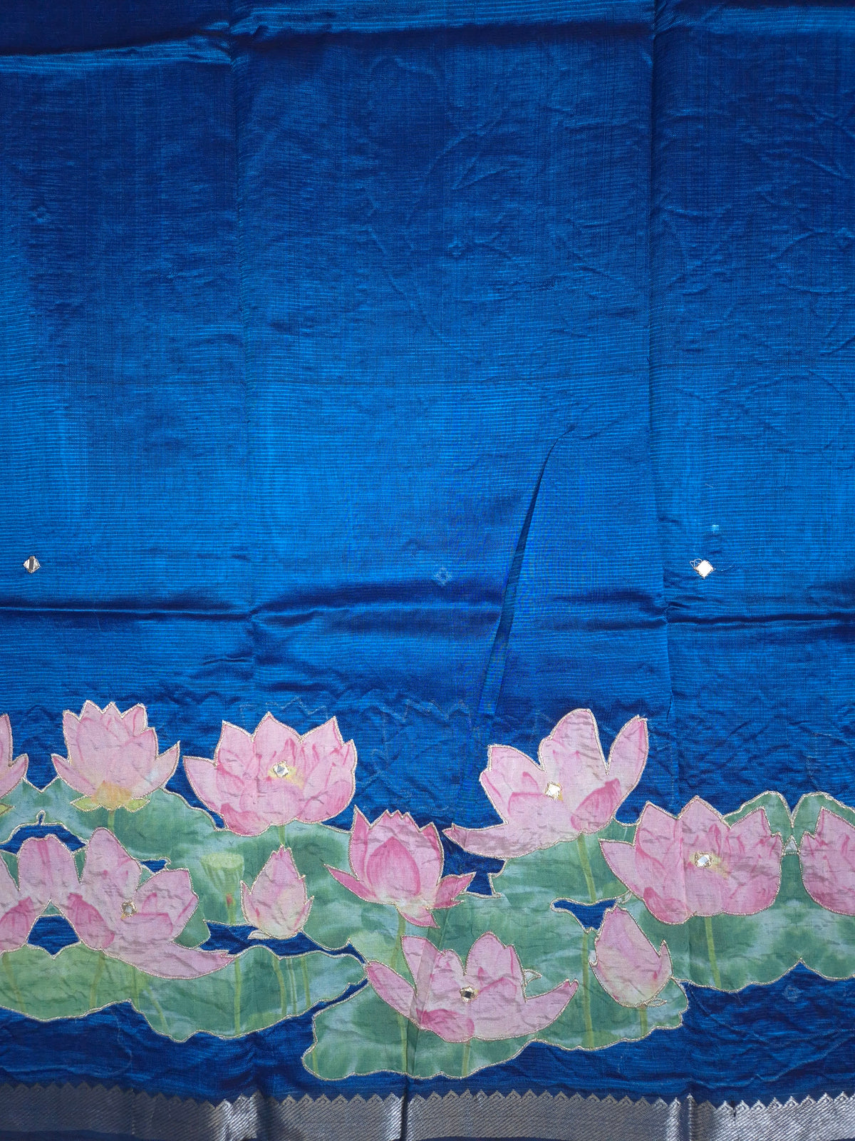 Royal Blue Lotus Mangalgiri Pattu Saree