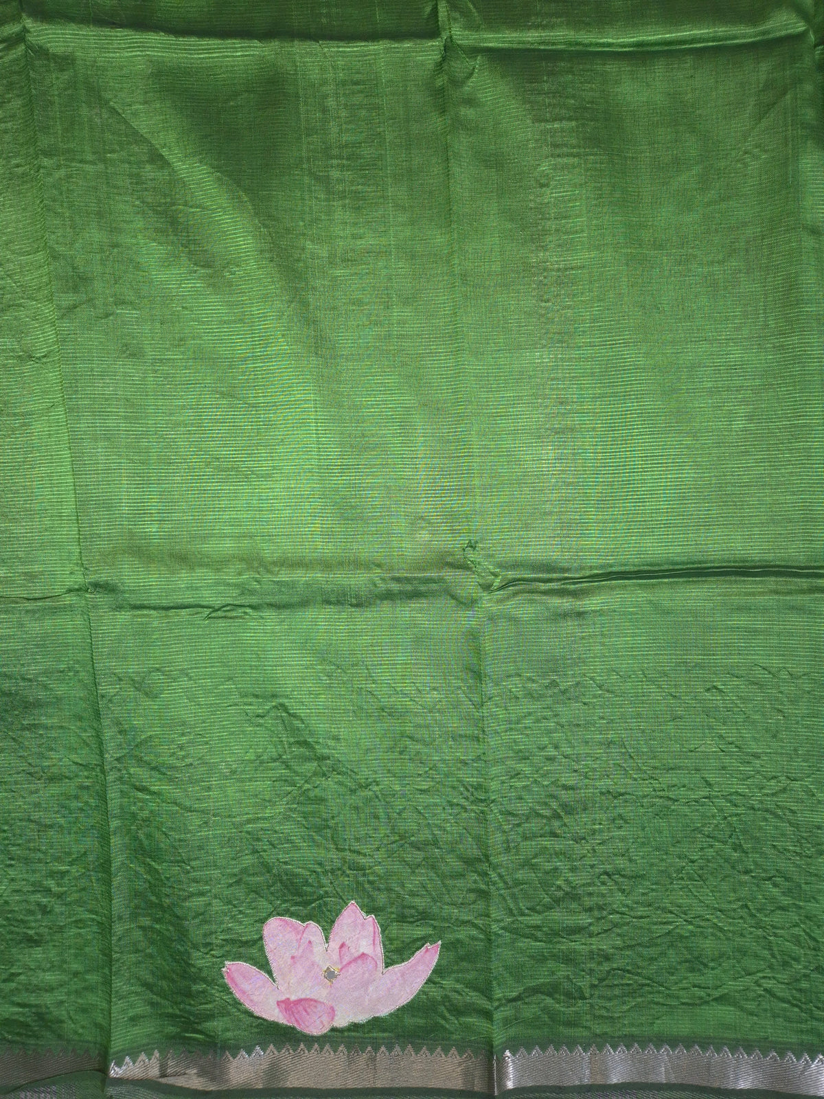 Dark Green Lotus Mangalgiri Pattu Saree