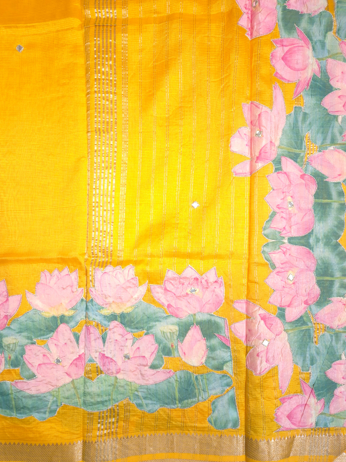 Yellow Lotus Mangalgiri Pattu Saree