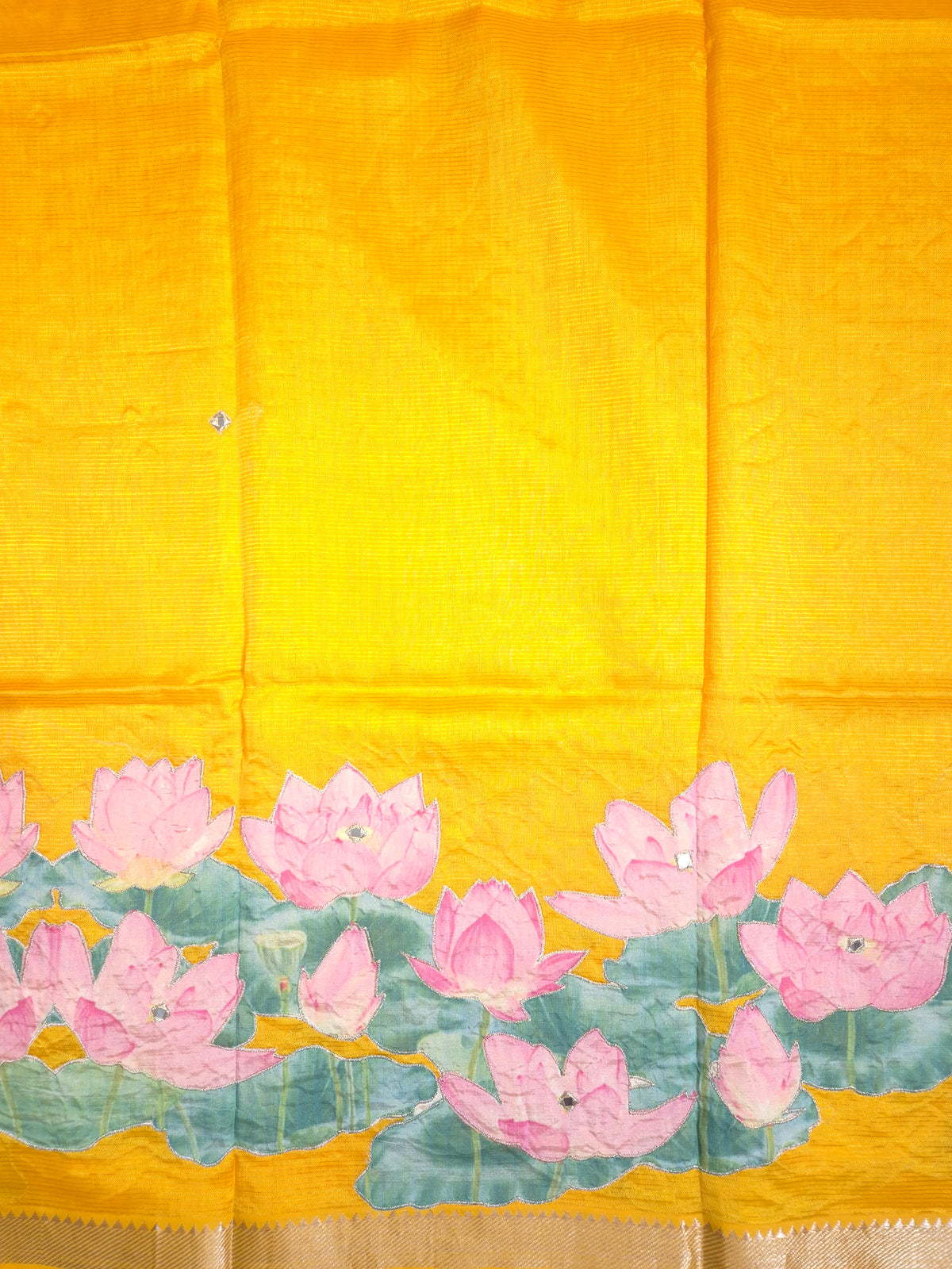 Yellow Lotus Mangalgiri Pattu Saree