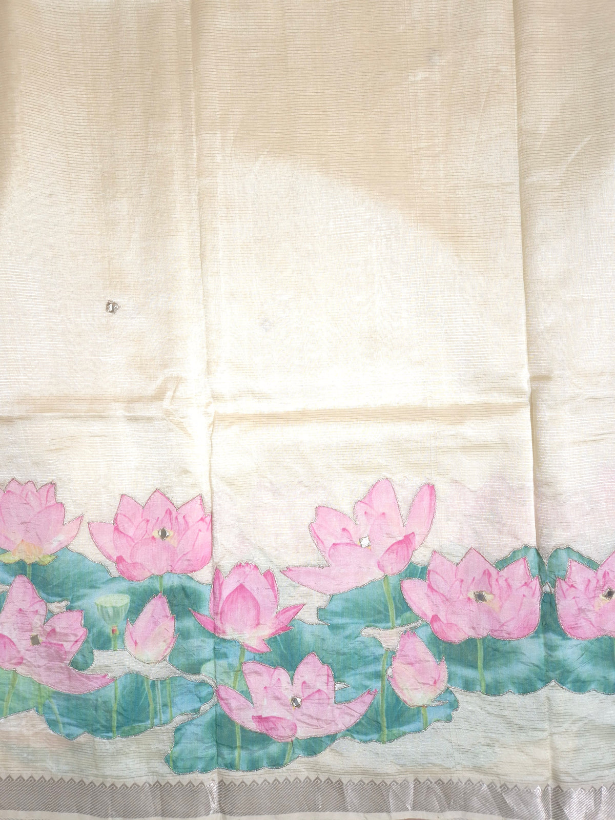 Off-White Lotus Mangalgiri Pattu Saree