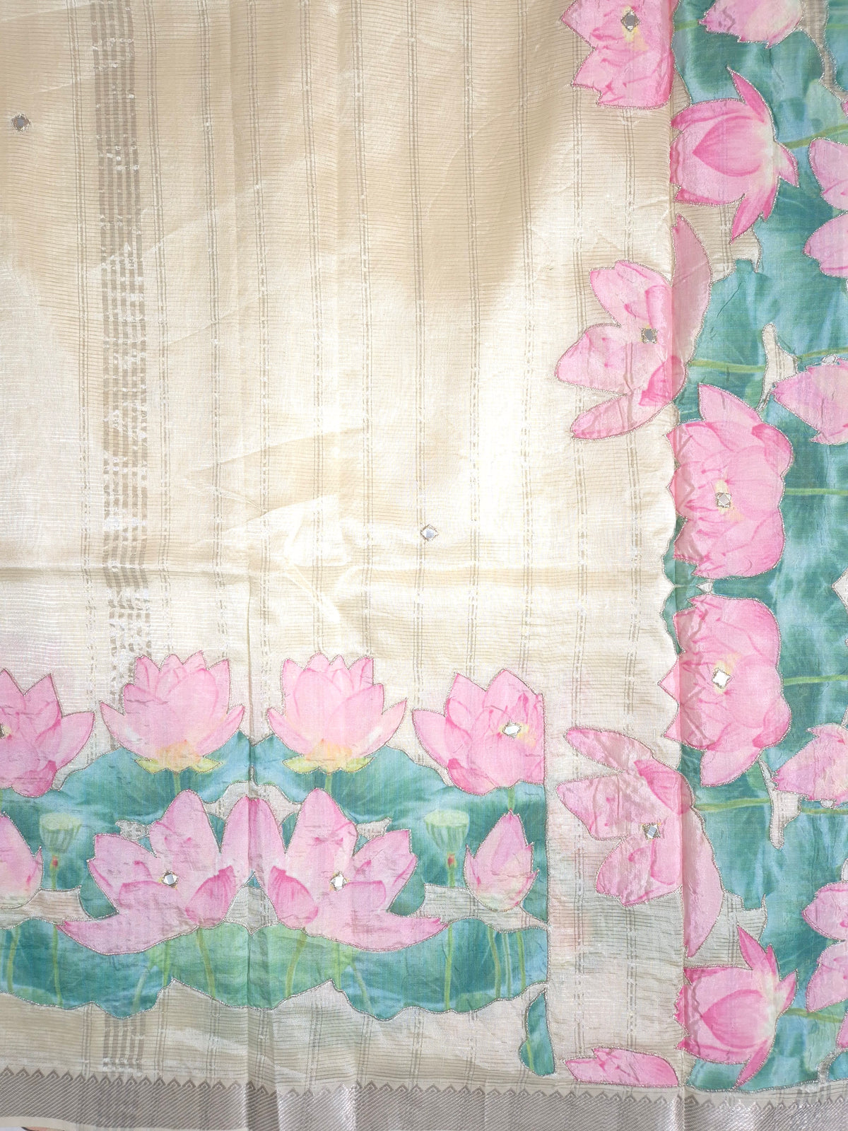 Off-White Lotus Mangalgiri Pattu Saree