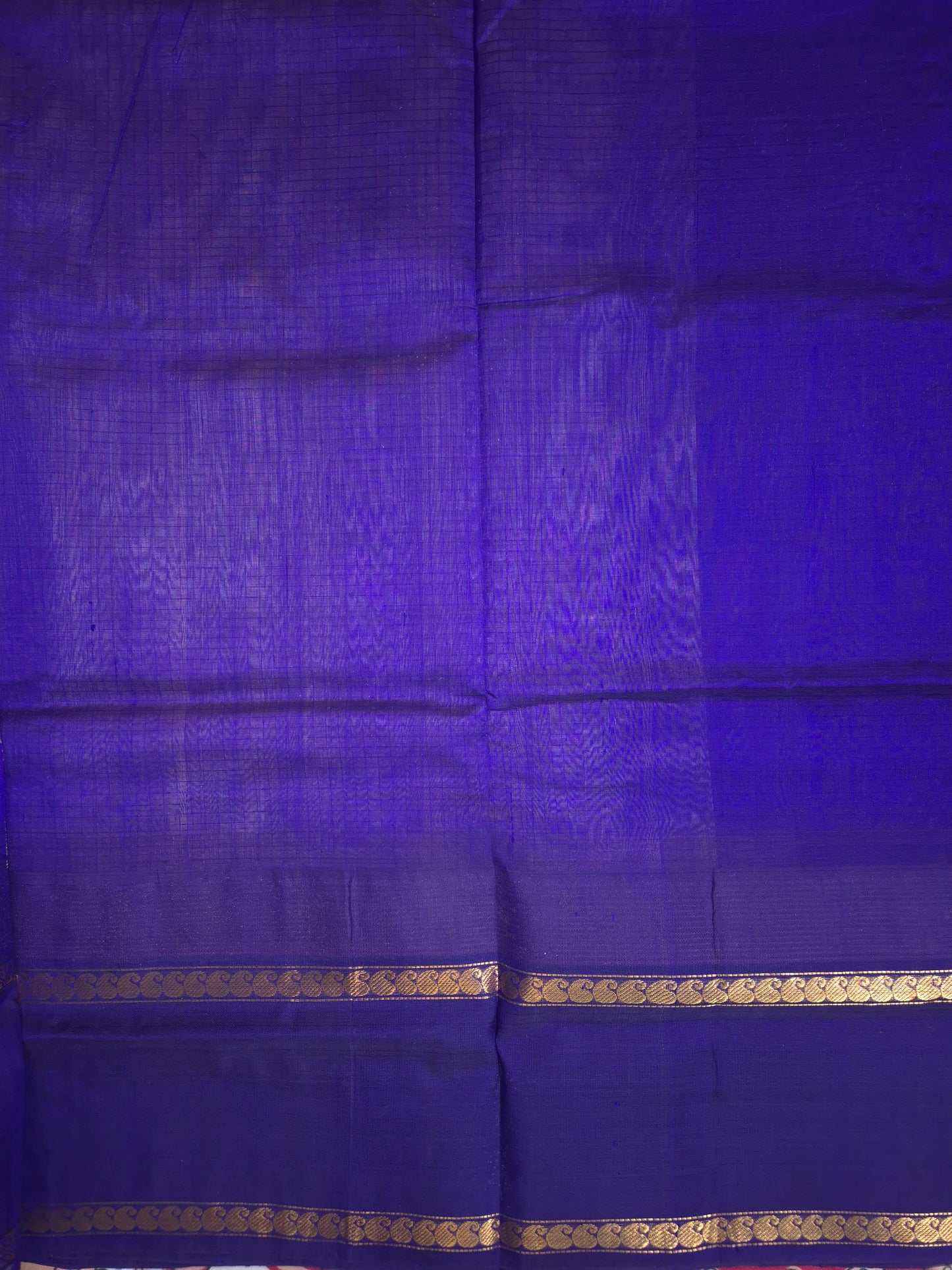 Beige Korvai Silk Cotton Saree with Violet Border